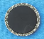 7180 Sterling Silver Marcasite Onyx Brooch 
